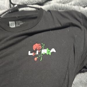 Black T-Shirt with Floral Embroidery